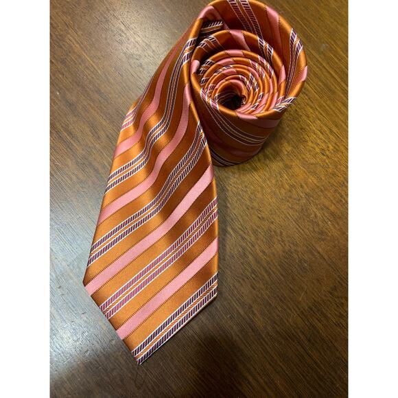 Ermenegildo Zegna 100% Silk Tie Orange Wedding Special Event Professional Classy - Picture 1 of 5